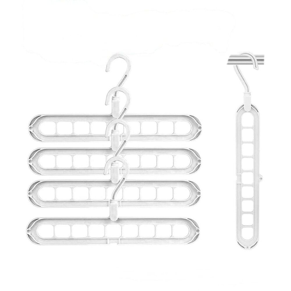 Space Saving Cascading Clothes Organizer Hangers Set of 4 White New (Bx 12)